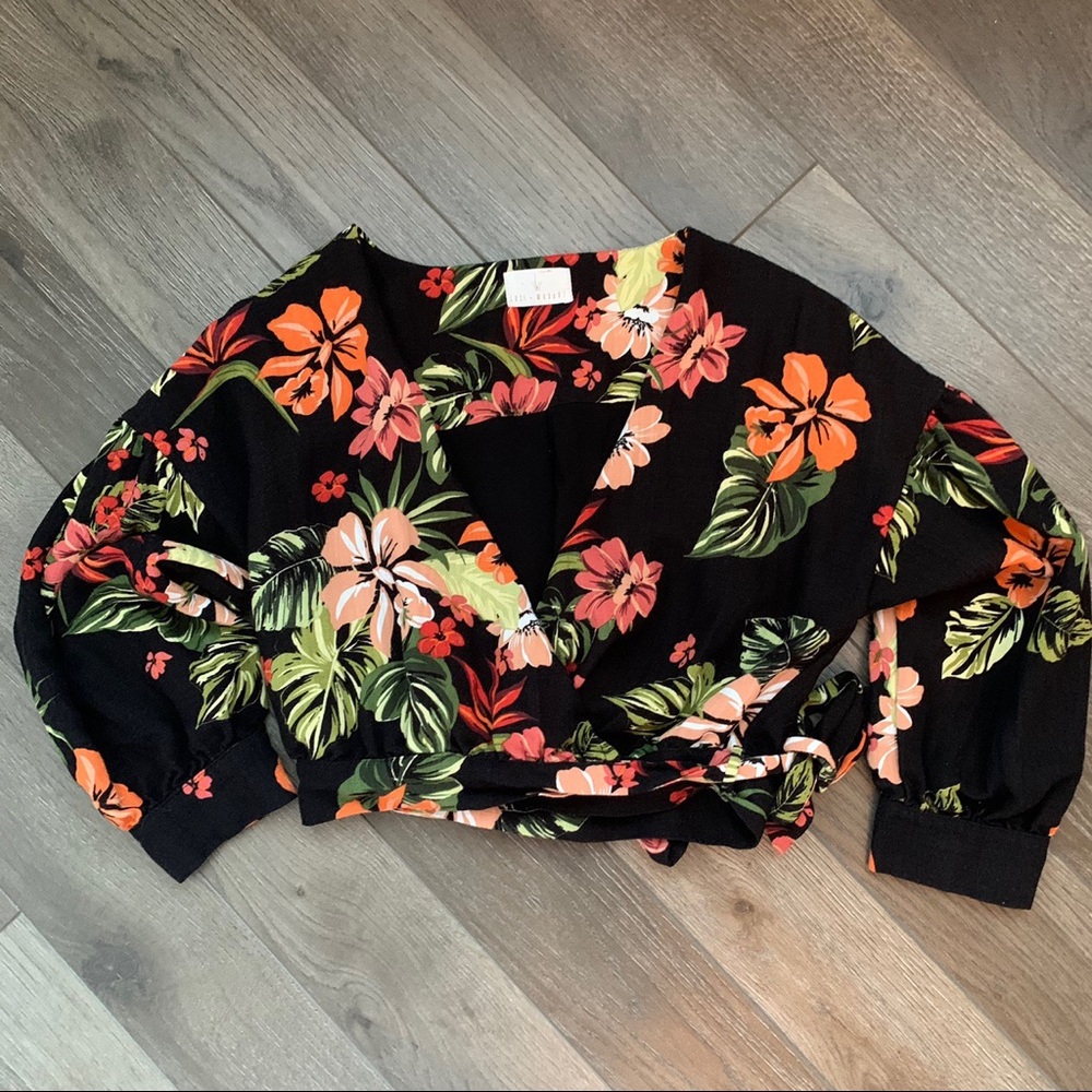 Floral crossover crop top